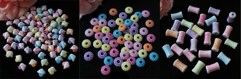 DIY children's jewelry accessories for acrylic mixed-color broad bean flower and colorful little bean sprout button decoration beads detail image 13