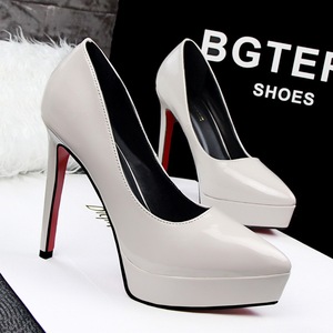 9266-1 han edition fashion simple heels shallow mouth pointed shoes high heel with waterproof professional OL single sho