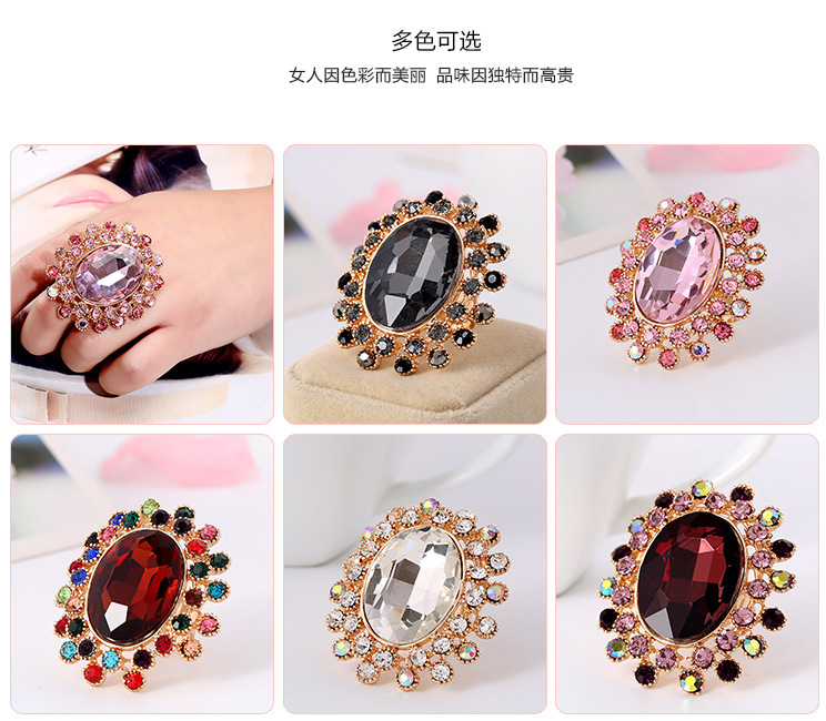 Hot Retro Full Diamond Crystal Glass Adjustable Ring Wholesale Nihaojewelry display picture 2