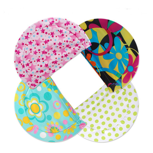 Nylon multi-color swimming cap with optional extra elasticity for adults and children, universal male and female long hair ear protection fabric swimming cap