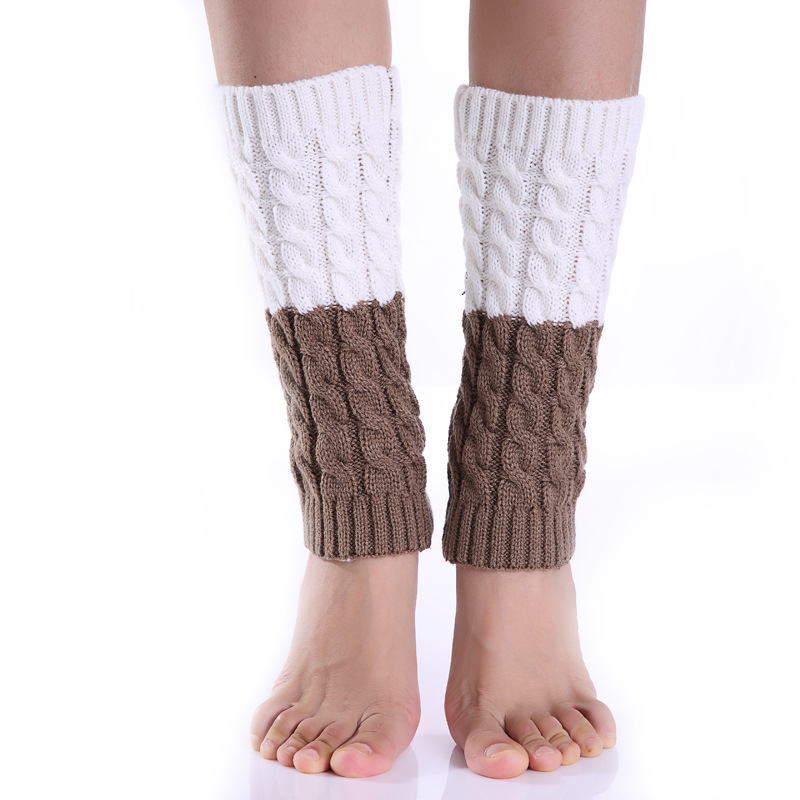 Dames sokken van gebreide wol tweekleurig herfst en winter_voghion.com