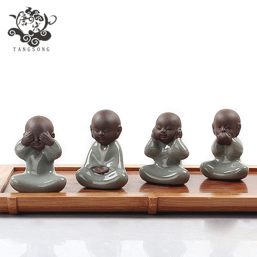 Siwu Little Monk Tea Pet Purple Clay Ceramic Tea Pet Ornament Ruyao Ge Kiln Tea Pet Factory Direct Sales