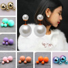 Double-sided earrings from pearl, European style, simple and elegant design, wholesale