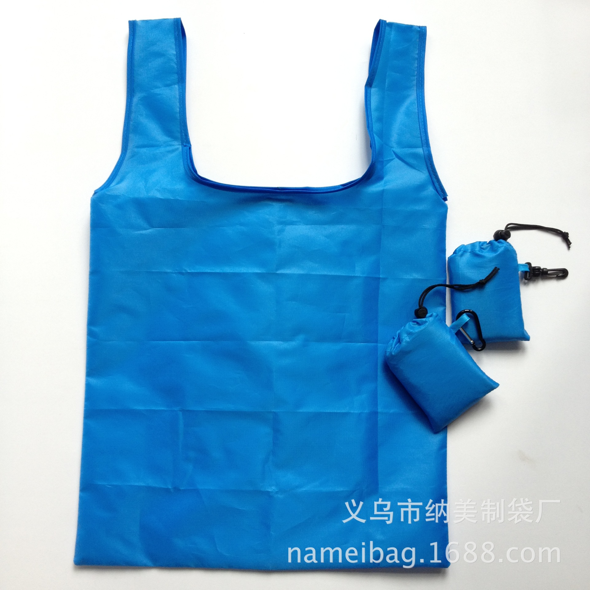 210D涤纶可折叠环保马夹袋 方形抽绳收纳背心折叠新款手提袋加工