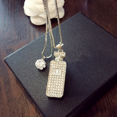 自留款百搭水晶夏日韩韩国装饰配饰饰品长款双层毛衣链项链女士|ru