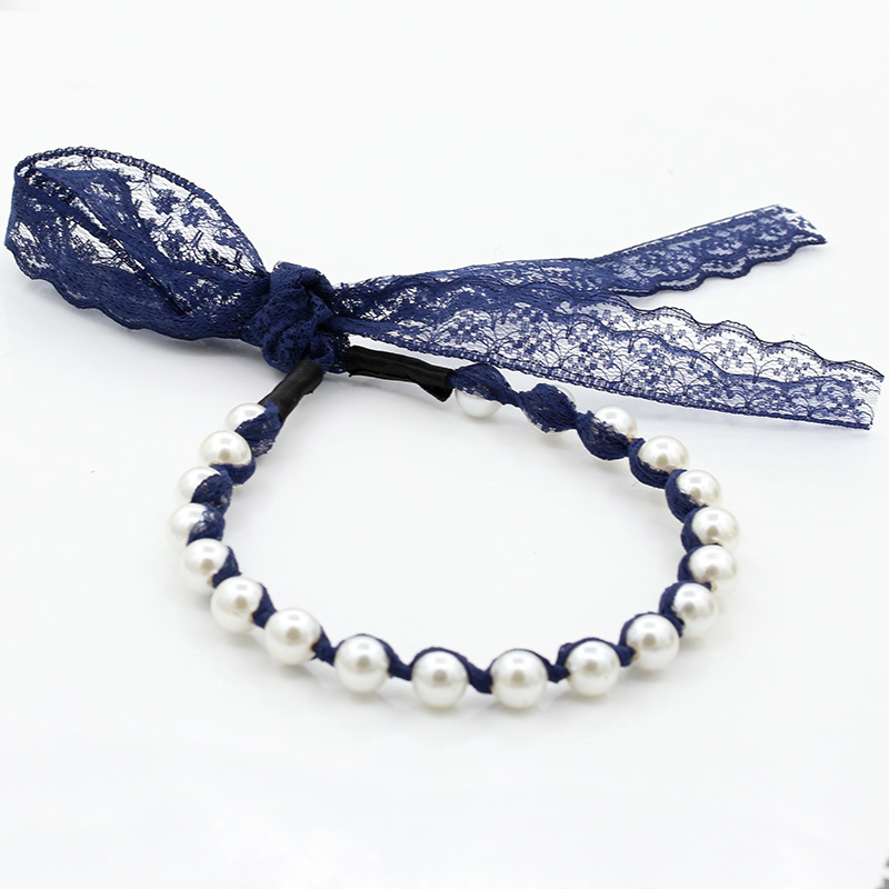 Korean New Pearl Lace Bow Tie Streamer Hair Band  Wholesale display picture 3