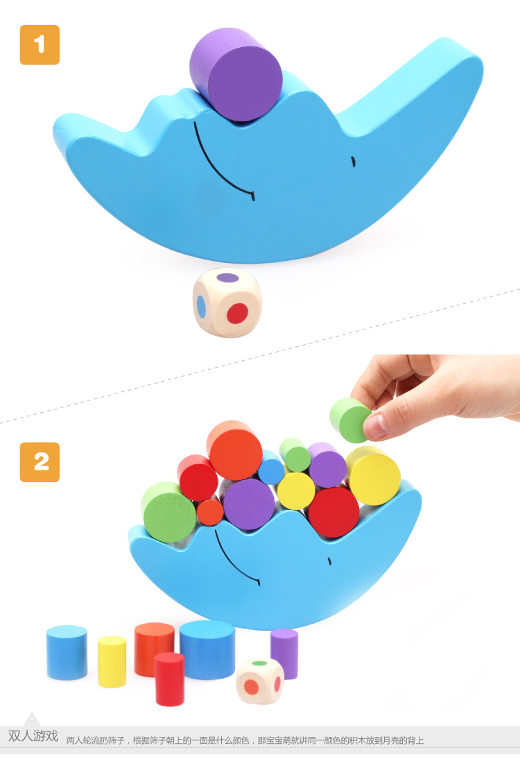 Đồ chơi trẻ em 1-6 tuổi xếp chồng lên nhau cao nam bé câu đố Montessori giáo dục sớm bằng gỗ cô gái trăng cân bằng khối xây dựng