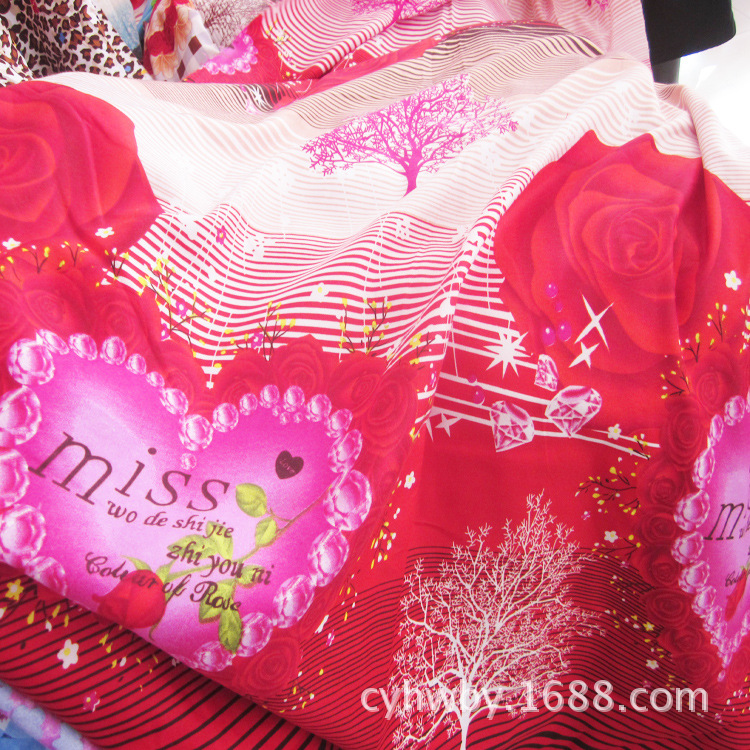 全涤磨毛印花布  超细纤维分散印花床品面料