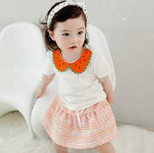 baby婴幼儿童 女童套装代发2121夏装新品西瓜领韩版两件套1-6岁