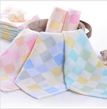 热卖双层纯棉色织纱布彩格方巾 童巾婴儿口水巾学校幼儿园手帕