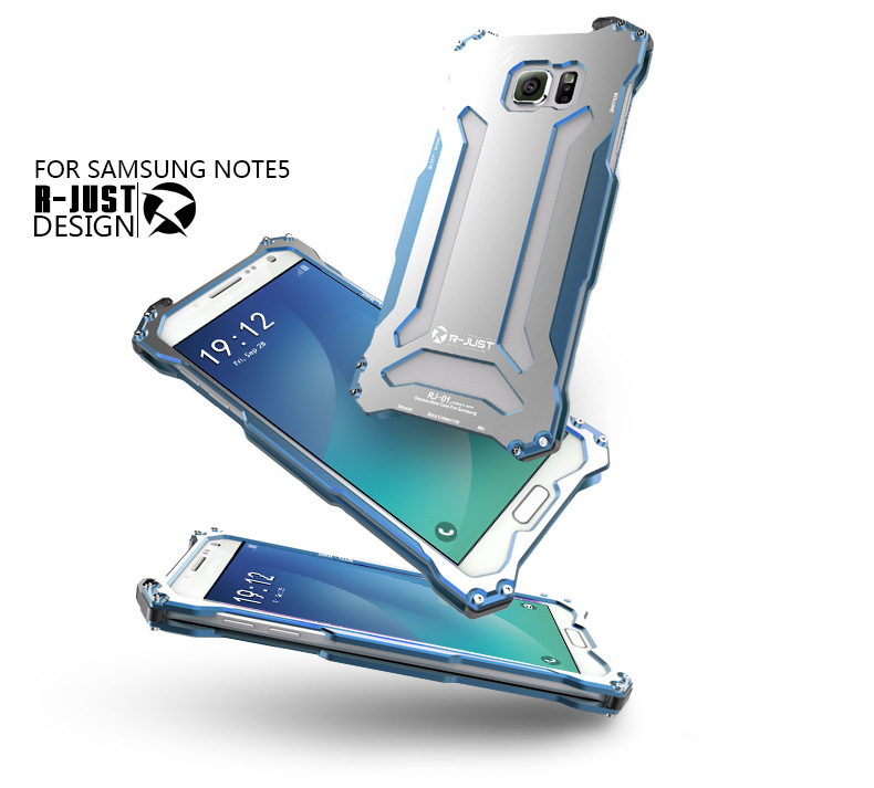 R-Just Gundam Aerospace Aluminum Contrast Color Shockproof Metal Shell Outdoor Protection Case for Samsung Galaxy Note 5
