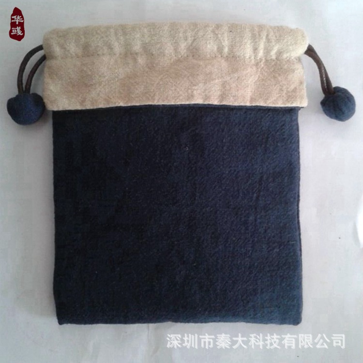 华彧传统手工砂洗麻棉质地文玩 手串 茶杯收纳布袋