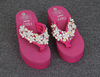 Flip flops, slippers, beach footwear platform, flowered