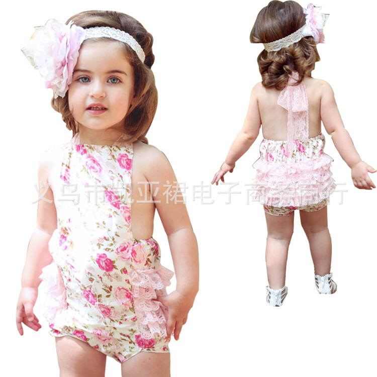 桃色富貴花背帶褲