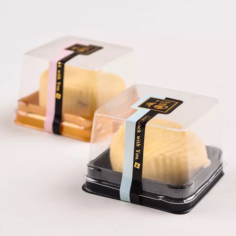 75g100g月饼包装盒 月饼吸塑盒 蛋黄酥盒 正方形黑底单个装月饼盒