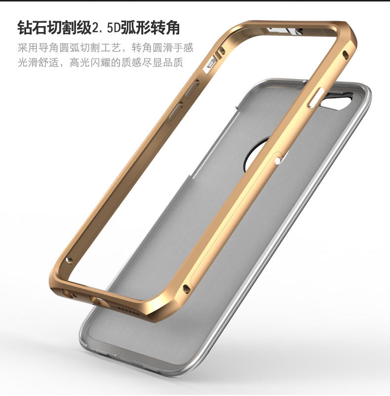 Luphie Aircraft Aluminum Metal Frame 9H Tempered Glass Back Cover Case with Kickstand for Apple iPhone 6S Plus