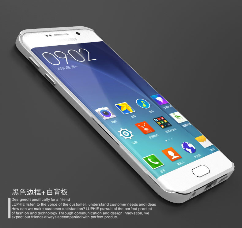Luphie Aircraft Aluminum Metal Frame 9H Tempered Glass Back Cover Case for Samsung Galaxy S6 Edge Plus G9280 & S6 Edge G9250