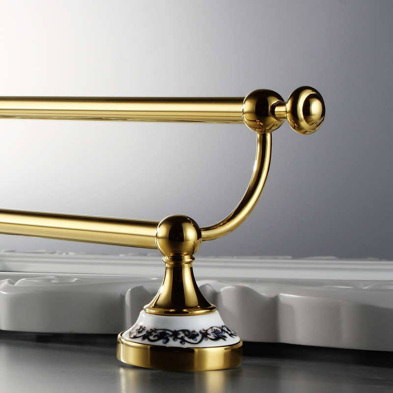 Classical European blue and white porcelain double bar towel rack high-grade high quality sanitary ware manufacturer 7948GP
