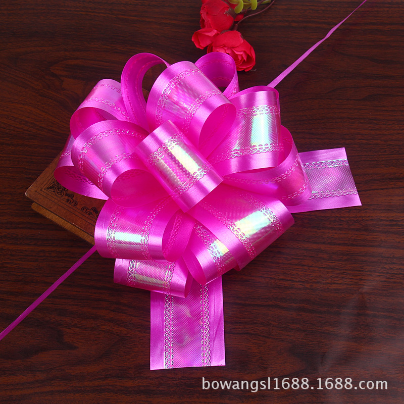 Venta al por mayor decoración del coche de la boda mano tire flor en forma de empuje de color Iris bola flor 50 # regalo de la puerta del coche manejar suministros de decoración