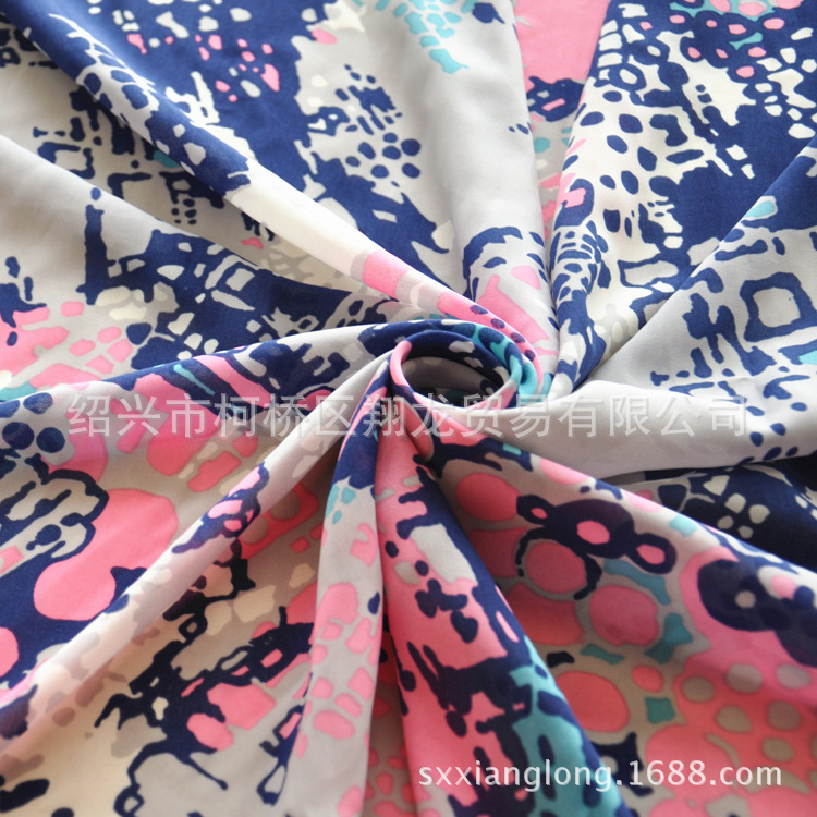 【翔龙印花 XL50】厂家现货直供 喷绘艺术雪纺女装涤纶面料
