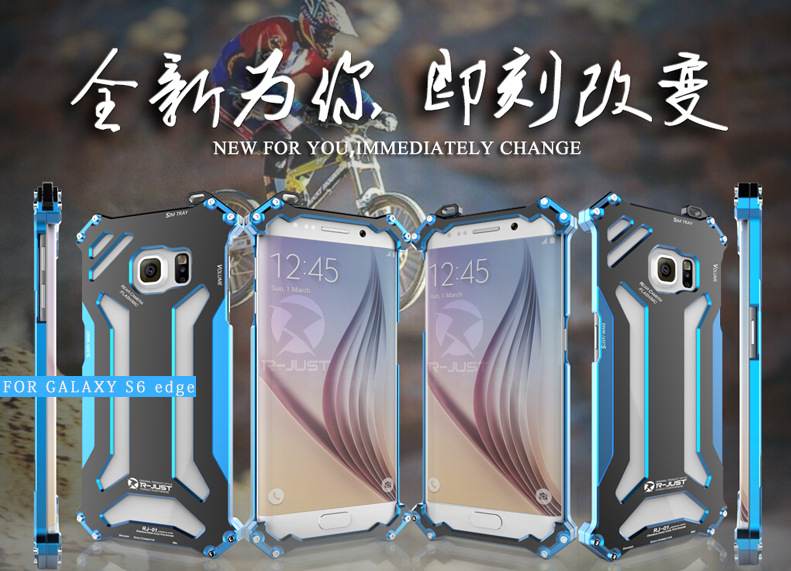R-Just Gundam Aerospace Aluminum Contrast Color Shockproof Metal Shell Outdoor Protection Case for Samsung Galaxy S6 G9200