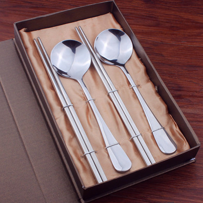 专业供应礼品餐具套装/筷勺四件套/不锈钢筷勺套装/中餐餐具送礼|ru