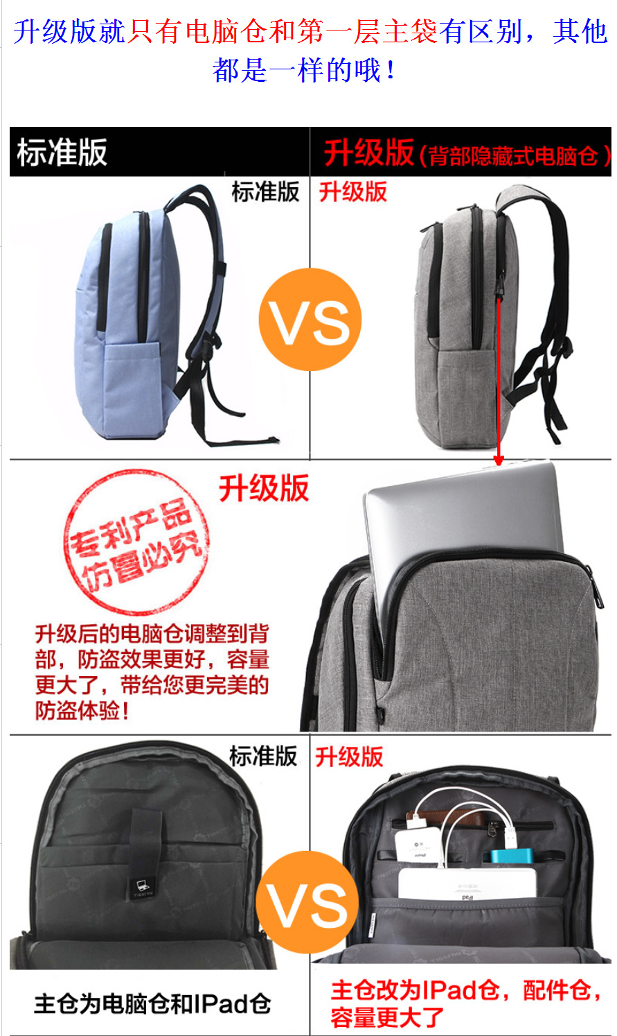 泰格奴韩版双肩包休闲男士背包女高中学生书包商务防盗电脑旅行包