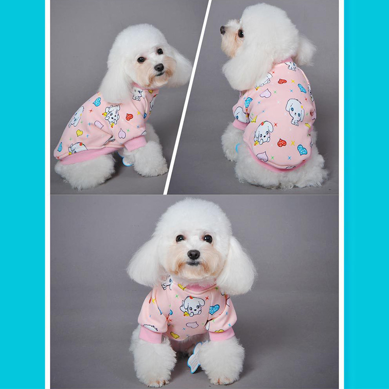 New winter Cartoon printing Raglan Sweater Teddy dog Pet clothes Supplies