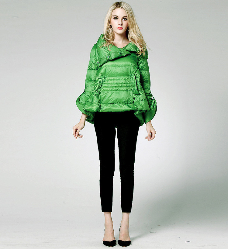 Women's Clothing Down jacket for women, winter style, fashionable white duck down, A line, large size, light, warm, high necked down jacket_voghion.com