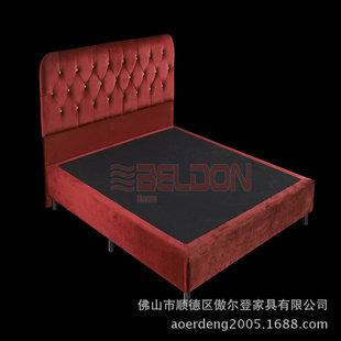 酒店卧室家具 床架 單雙人軟包床 布藝床 bed