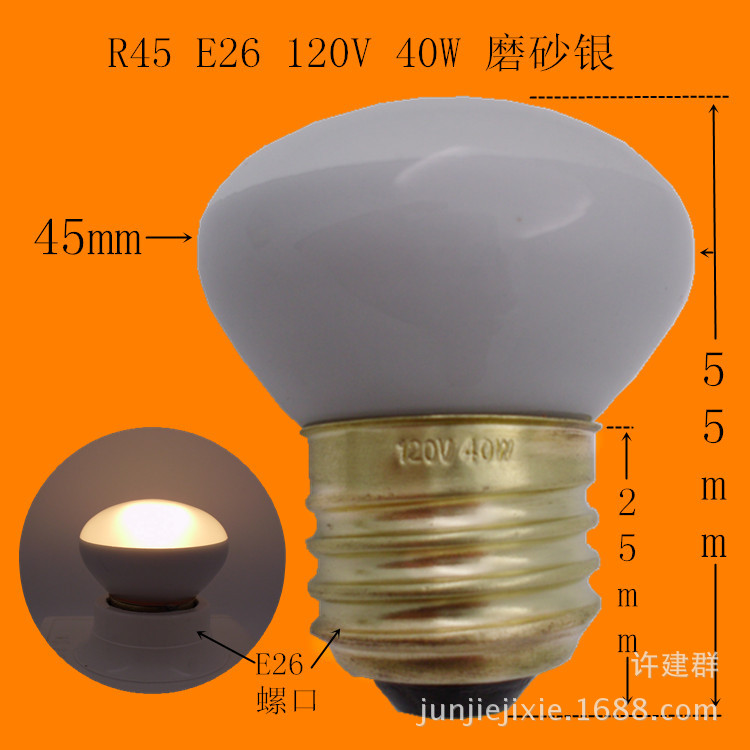 R45 E26 120V 40W 磨砂銀