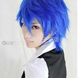龙啼版v家大哥kaito（始音） COSPLAY假发蓝色短发爆款现货批发