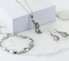 Crystal bracelet, accessory for bride, necklace, earrings, pendant, jewelry, set, Korean style, wholesale, 3 piece set