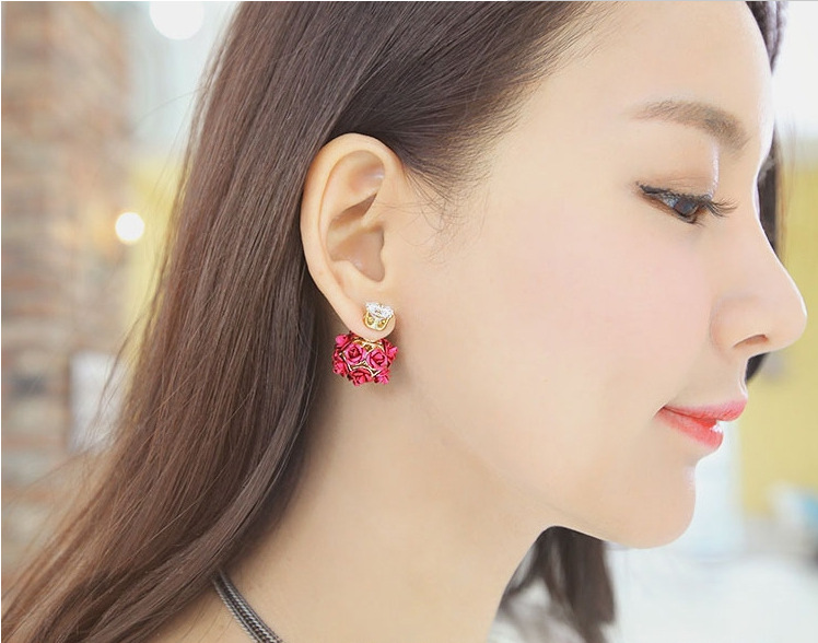 批发采购耳钉-赵丽颖同款玫瑰花耳钉保色前后