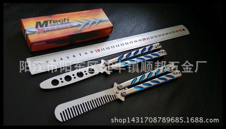 美国蝴蝶刀 C38 兰钛训练工具甩刀 练习专用不开刃 厂家供应