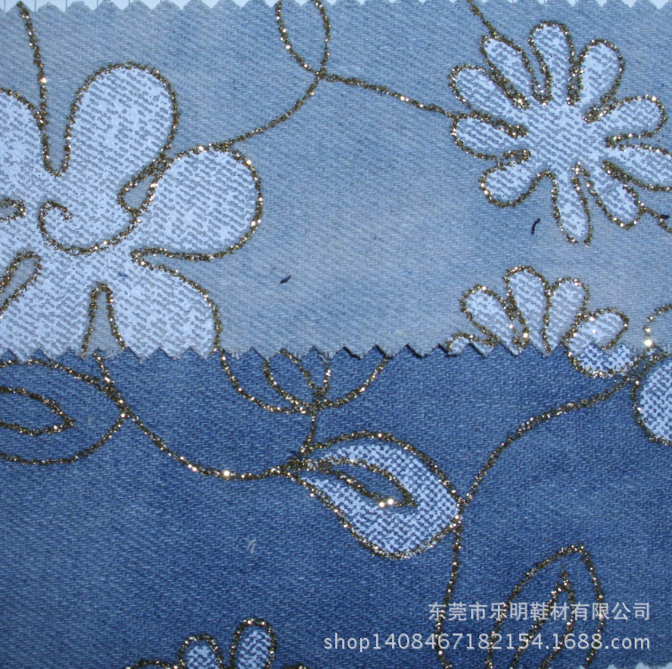 DB4112特色金葱粉洗水牛仔布鞋服面料