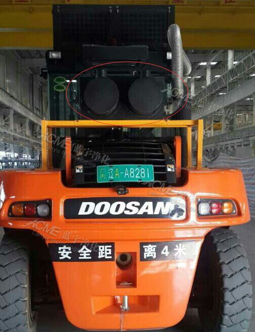 订制林德叉车3.5T尾气净化器 叉车尾气处理 叉车烟尘净化 找蓝宇