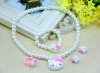 Children's necklace from pearl, chain, set, hair accessory with bow, wholesale