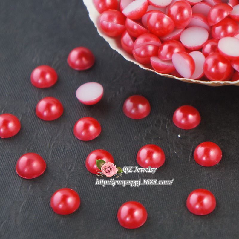 ABS半面平底仿珍珠diy手机美容材料半圆珠 手工珍珠头饰发饰配件详情图7