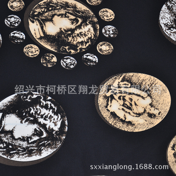 【翔龙印花 XL富丽绉-226】自产自销  时尚英伦风大气古巴比伦