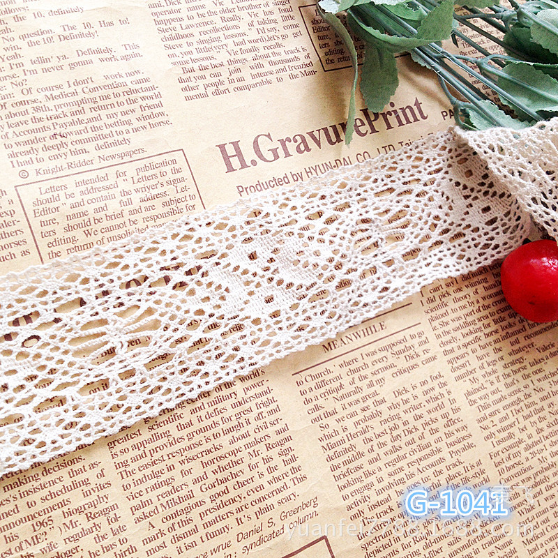 G-1041全纯棉镂空双边对称精细棉线花边蕾丝宽4.7厘米辅料