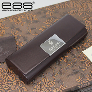 e88 Handmade Leather Myopia Glasses Box Japanese Vintage Trendy Men's Optical Glasses Box Leather Sunglasses Box Customized