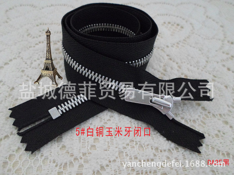 金属Excella拉链 5#白铜玉米牙闭口 ykk金属服装皮具口袋拉链