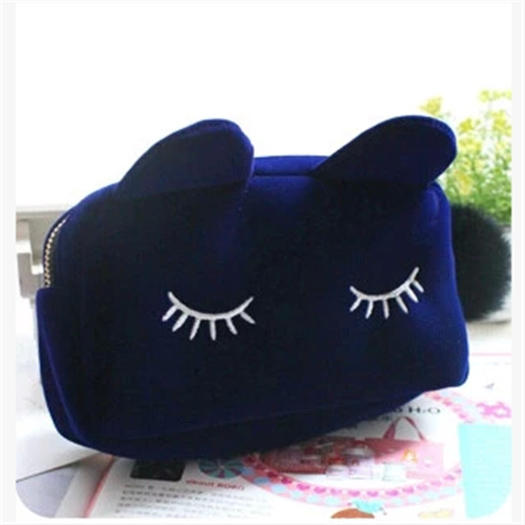 New Playful Cat Large-capacity Cosmetic Bag Foreign Trade Korean Version Girls Hand Coin Purse Embroidered Women's Bag