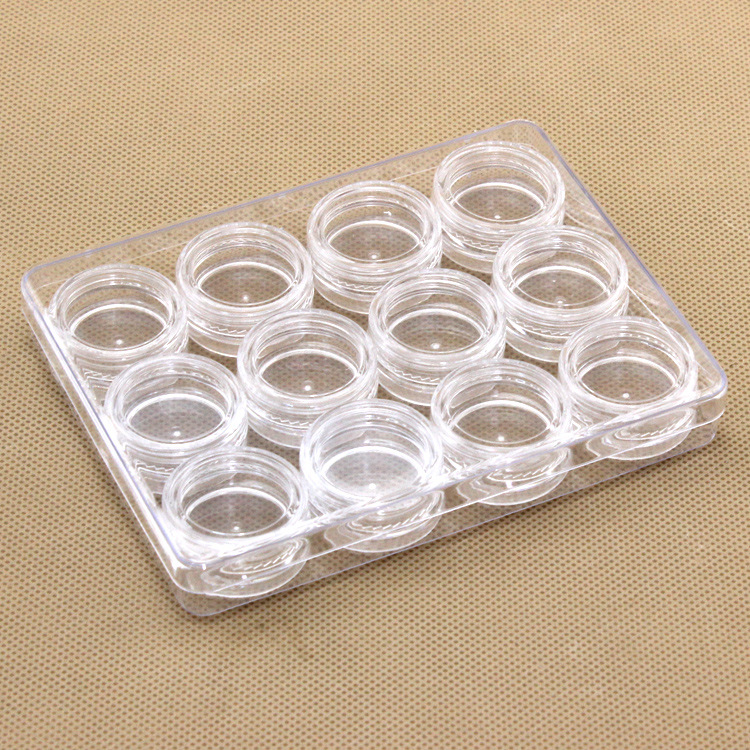 3克12只装分类透明圆瓶串珠盒粉底眼影盒美甲美睫盒透明膏霜瓶