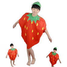 儿童节水果娃娃演出服装 草莓水果造型红色水果幼儿班演出服装