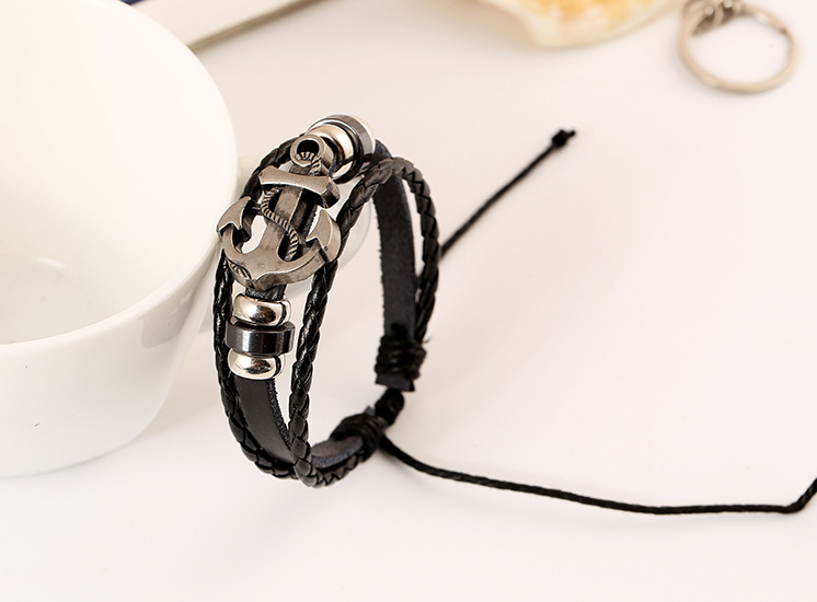 Beaded Anchor Leather Bracelet Wholesale Fashion display picture 2