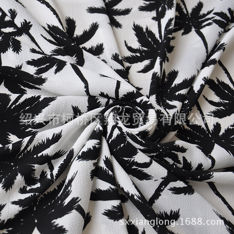 【翔龙印花 XL富丽绉-336】新品爆款  民族时尚淑女小椰树印花