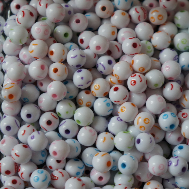 Alibaba Special Sale Children's handcrafted beaded educational toy accessories Solid color acrylic smiling face beads factory direct sales detail image 5