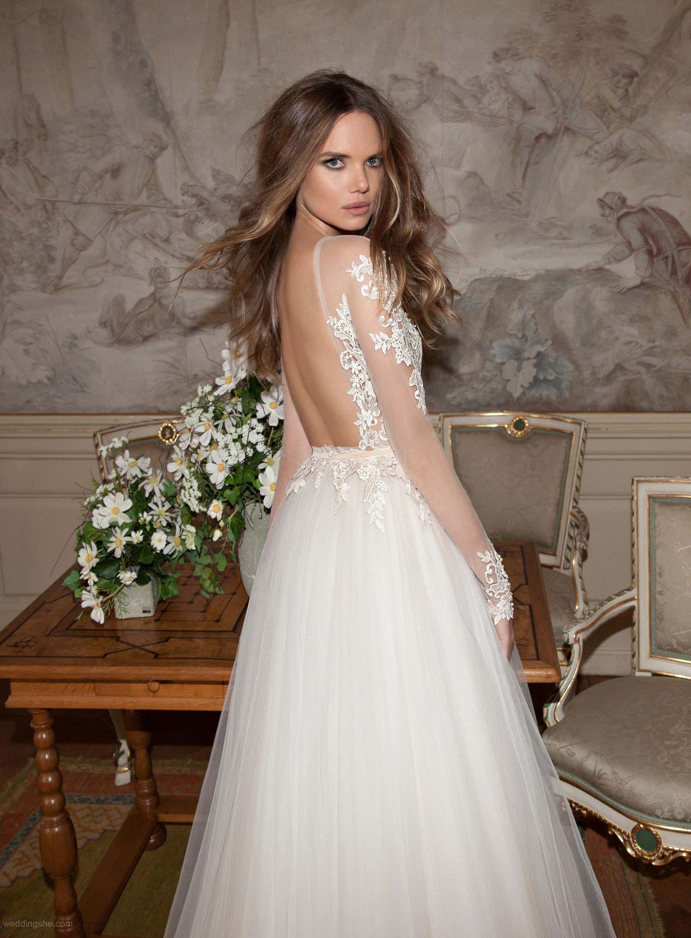 Foreign Trade Wedding Dress Large Backless Long-Sleeved Lace New 2025 Spring Bride Retro Sexy Zipper Wedding Dress